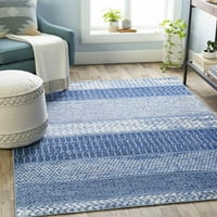 Уметнички ткајачи монако племенски килим, светло сина, 5'3 круг