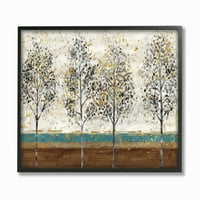 Студената индустрија за дрвјата Апстрактна златна сина пејзаж сликарска срамна wallидна уметност по главна линија студио, 16 20