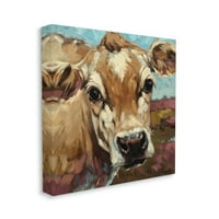Слупела рурална крава сликарство земја фарма и инсекти галерија за сликање завиткано платно печатење wallидна уметност
