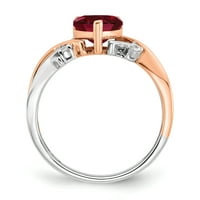 Примарно злато Карат дво-тон срце создадено рубин и дијамантски прстен
