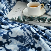Луксузно меко печатено фланено руно фрли ќебе со украсни реси за кревет, кауч, 50 60