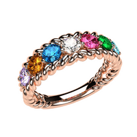 Нана јаже Мајка прстен 1- Избрани симулирани родилни камења, возрасни женски розови злато позлатена големина10-камен8