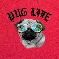 Pug Life Graphic Tee со црвен краток ракав