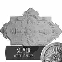 1 8 H 1 8 W 3 4 P Катедрален тавански медалјон, сребро со рачно насликано