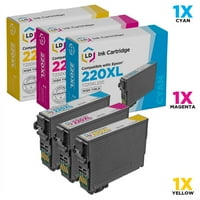 Повторно воспоставена замена за замена за касети со висок принос на Epson 220XL: T220XL Cyan, T220XL магента, T220XL жолта за изразување XP-320, XP-420, XP-424, WF-2630, WF-2650, WF-2660