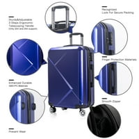 Комплети за багаж, сет на куфери со тврда хардс, сина боја, сина боја