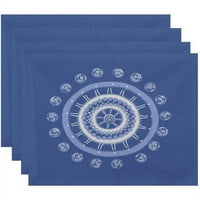 Едноставно Дејзи 18 14 Beachy Keen Geometric Print PlaceMats, сет од 4