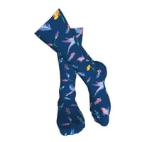 Прекрасни Сини Птици И Пердуви Чорапи Високи До Колена Топли За Мажи Против Лизгање Зимски Задебелени Чорапи За Спортски Подароци За Патување