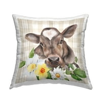 Tuphel Industries Tartan телето крава дафодил цвета печатени дизајни за фрлање перници од Lu + Me Designs