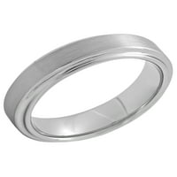 Машки титаниум сатен и висок полски чекор венчален бенд - машки прстен