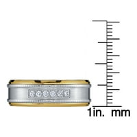 Менс природен дијамантски лента од волфрам со жолт раб