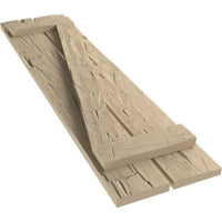 Ekena Millwork 1 2 W 42 H Rustic Two Board Spaced Board-N-Batten рака Hewn Fau Wood Slutters W Z-Board, подготвен тен