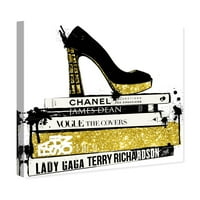 Пистата авенија мода и глам wallидна уметност платно печати „рад за модата“ чевли - злато, црно