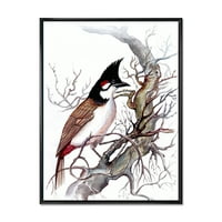 Дизајн на „Античка убава птица на гранка“ Традиционална врамена платно wallидна уметност печатење