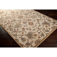 Уметнички ткајачи алби беж традиционален килим со тркалезна област