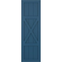 Ekena Millwork 15 W 29 H True Fit PVC Center X-Board Farmhouse Fixed Mount Sulters, Sojourn Blue