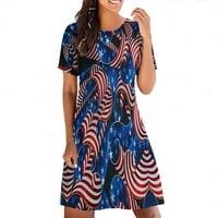 4 јули Маици Денот На Независноста Блузи За Жени Модно Знаме Три Четвртини Ракави Круг Вратот Лен Кошула Блуза Блуза Жени Американско