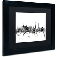 Трговска марка ликовна уметност Единбург Шкотска Skyline B & W Canvas Art by Michael Tompsett, Black Matte, Black Frame