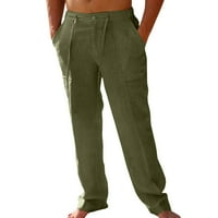 Плисирани Машки Панталони Години Мажи Пролет И Лето Панталони Секојдневен Сите Еднобојни Памучни Ленени Лабави Панталони Модни Панталони За Плажа