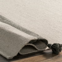 Нулум Лорета едноставна лента за волна од волна, килим, 6 '9', слонова коска
