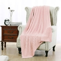 Пријатна стилска памучна кабел плетена ќебе, розово, преголемо фрлање