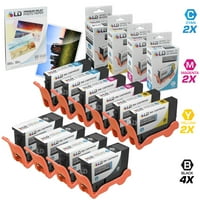 Компатибилен Dell V525W V725W Комплет на касети: Црна 331-7377, цијан 331-7378, магента 331- и жолта 331- + бесплатна од фото-хартија за бренд LD