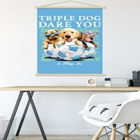 Џим Болдвин-Тројно Куче Се Осмелуваат Ѕид Постер Со Магнетна Рамка, 22.375 34
