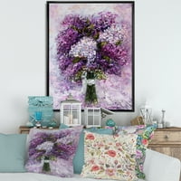 DesignArt 'Purple Hyacint Flowers Bouquet' Традиционално врамено платно wallидно печатење