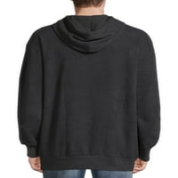 Ву Танг клан со долг ракав Графички пуловер со качулка со опуштено фит пакет за џемпери