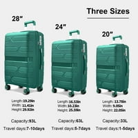 Колекција на куфери за куќи со бања со багаж, со тркала за вртење на заклучување на TSA, лесни и отпорни на гребење, зелена
