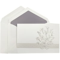 Покани за покани за хартија quinceañera, бели со дизајн на кала крин, поставена страст виолетова, голема, 3 4, 50 пакувања