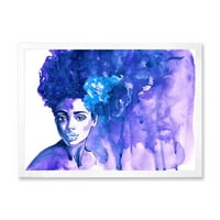 DesignArt 'Славен сино портрет на афро -американска жена' модерен врамен уметнички принт