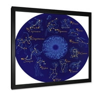 DesignArt 'Зодијациски знаци и зодијак со модерно врамено уметничко печатење на соstвездија