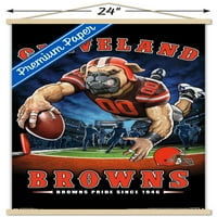 Кливленд Браунс - Постер на wallидот на крајната зона со дрвена магнетна рамка, 22.375 34