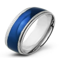 Крајбрежен накит со сина боја со сина боја со два тона прстен од не'рѓосувачки челик