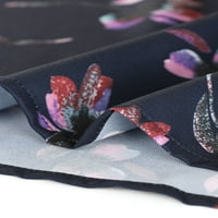Женски цветен принт за печатење на вратот Елегантна блуза со долг ракав