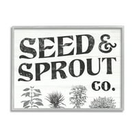 Sumn Industries Seed & Sprout Antique Botanicals Gardening Typography Graphic Art Grey Framed Art Print Wall Art, Design By Daphne Polselli