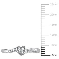Miabellaен женски дијамантски акцент на срцето ветувачки прстен во сребро сребро