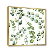 Зелени еукалиптус растителни гранки III врамени сликарски платно уметничко печатење