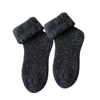 Компресивни Чорапи За Жени Унисе Мода Цврсти Топло Задебелување Средна Цевка Чорапи Снег Чорапи Црна Една Големина