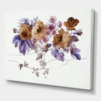 Виолетова диви цвеќиња на бело IV сликарство платно уметнички принт