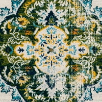 Уметнички ткајачи Медалјон Глобал област килим, темно зелена боја