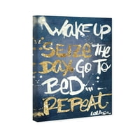 Винвуд студио типографија и цитати wallидни уметнички платно отпечатоци „Зафатете ги мотивационите цитати и изреки на Денот на тексас“ - злато, сино