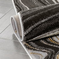 Добро ткаени Фермонт Ворен Ретро Апстрактни бранови сив глам текстуриран куп 5'3 7'3 Област килим