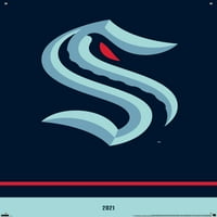 Сиетл Кракен - Постери за wallидови со лого со влечење, 22.375 34