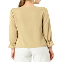 Единствени договори за женски рафли V вратот капаче од шифон Цветна блуза