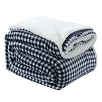 Единствени договори со карирано фланел ќебе за кревет црно -бело 59 78