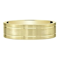 Машка четкана матна венчаница прстен во 14к жолто злато