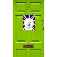 Каролини Богатства SC9818DS Bichon Фриз со англиски Унија Џек Британски Знаме Ѕид Или Врата Виси Отпечатоци, 12x16