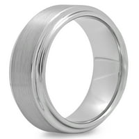 Машки титаниум сатен и висок полски чекор венчален бенд - машки прстен